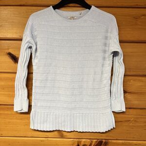 Barbour Knit Sweater Womens 8 Blue Cotton Ribbed Long Sleeve Cozy Fall Winter